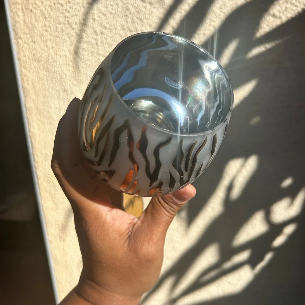 Rare Pier 1 Imports Zebra Frosted Satin Wine Glass